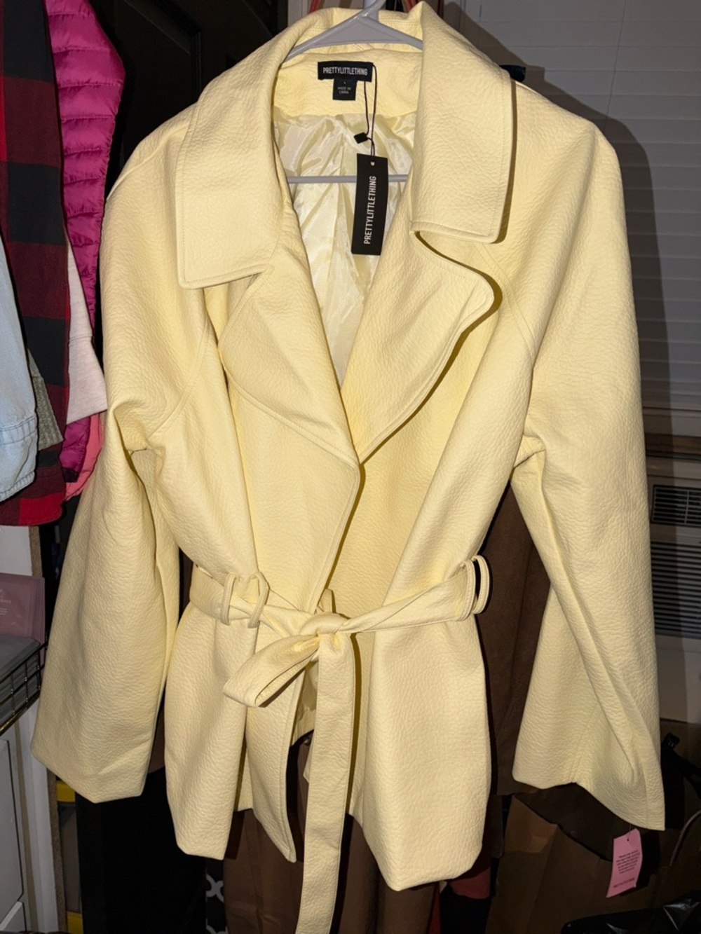 PrettyLittleThing Soft Yellow Belted Trench Coat